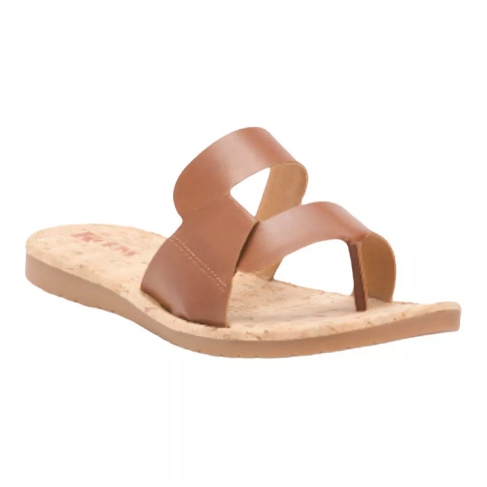 Korks Shoes Women Size 9 M Tan Cognac Nyla Flat Open Top Slip On Sandal